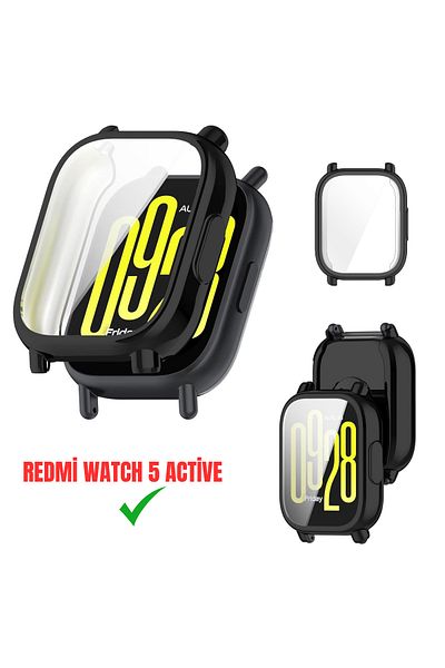 İncisoft حافظة متوافقة مع ساعة Xiaomi Redmi Watch 5 Active وواقي شاشة 360 درجة من السيليكون للحماية الكاملة