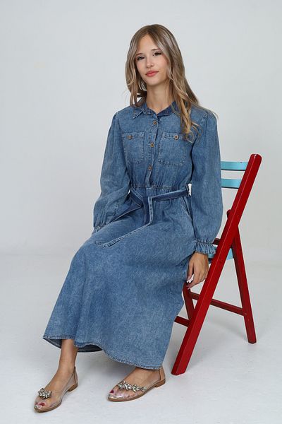 Pantulux Rochie de blugi pentru fetiță, 100% bumbac, din denim, potrivită pentru hijab lung