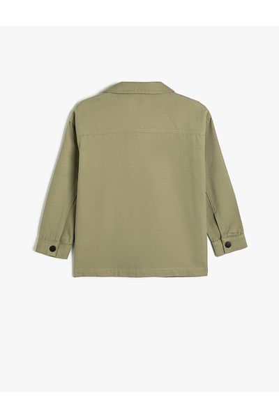 Koton Cotton Long Sleeve Shirt - Pocket and Zipper