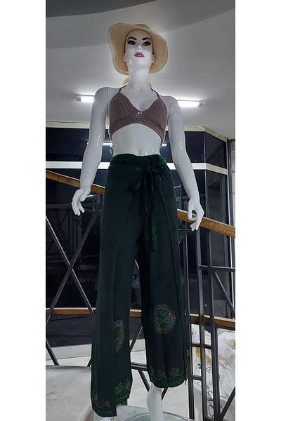 EREN STYLE Pantaloni puzzle baggy harem cu broderie autentică (100 cm)