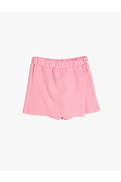 Koton Cotton Double Breasted Mini Shorts Skirt - Elastic Waist