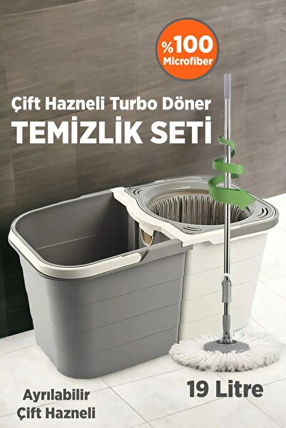 Genel Markalar Yeni Nesil Ayrılabilir Çift Hazneli Turbo Döner Mop Seti | Büy...
