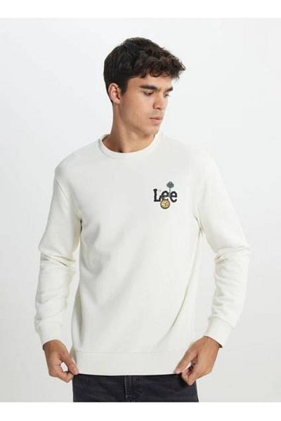 Lee Regular Fit Regular Cut Hooded Ecru Sweatshirt