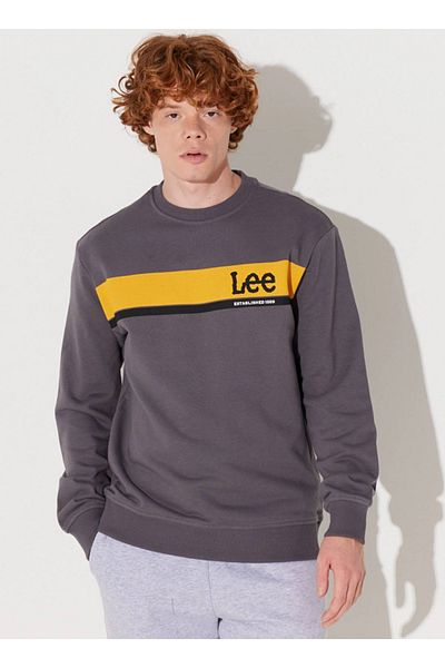 Lee Anthrazitfarbenes Sweatshirt mit normaler Passform und Rundhalsausschnitt