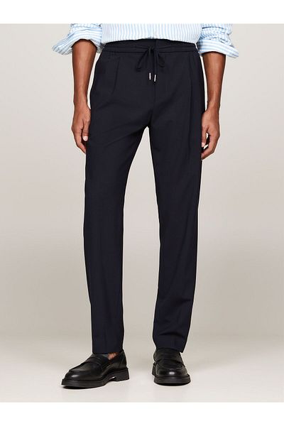 Tommy Hilfiger Men's Woven Fabric Regular Waist Solid Model Navy Blue Trousers Mw0Mw35736-Dw5