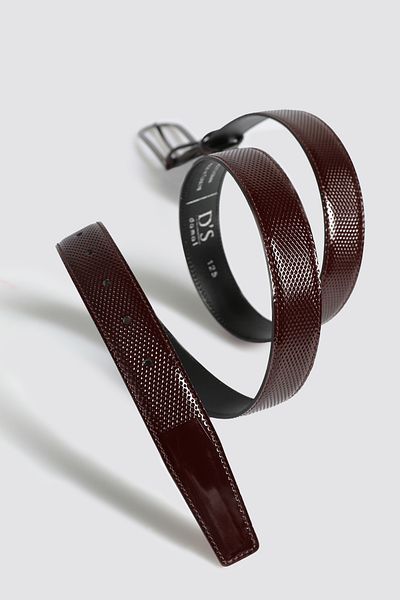 D'S Damat Burgundy Patterned Leather Belt