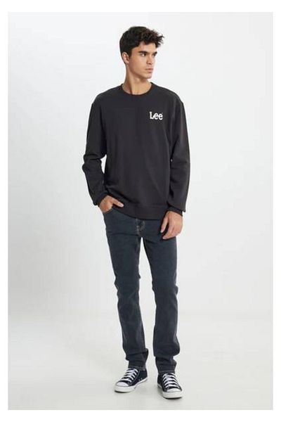 Lee Antracitová mikina Regular Fit Normal Střih ze 100% bavlny s výstřihem
