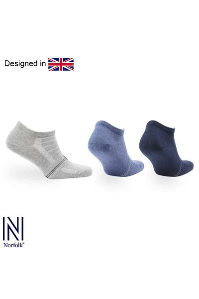 NORFOLK Fresh Premium сиви/сини/тъмно сини памучни ежедневни спортни чорапи 3 пакета