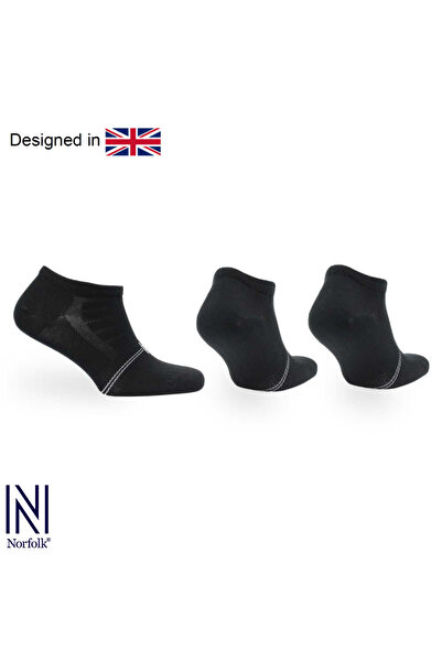 NORFOLK Premium βαμβακερές μαύρες αθλητικές κάλτσες - Πακέτο 3