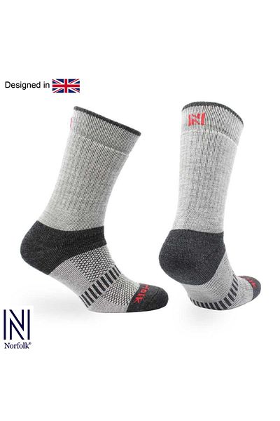 NORFOLK Чорапи за туризъм на открито Voyager Ultimate Grey Thermal Merino Wool - с пълна подплата