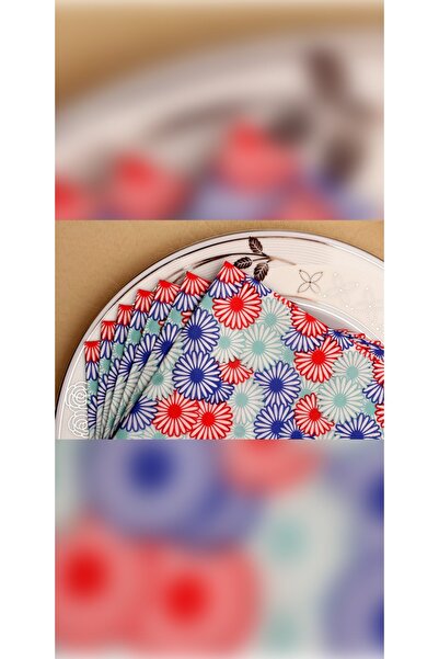 Ambalaj Evi Çiçek Desenli Peçete 33x33 20 Adet Kırmızı Çiçek Desenli Peçete