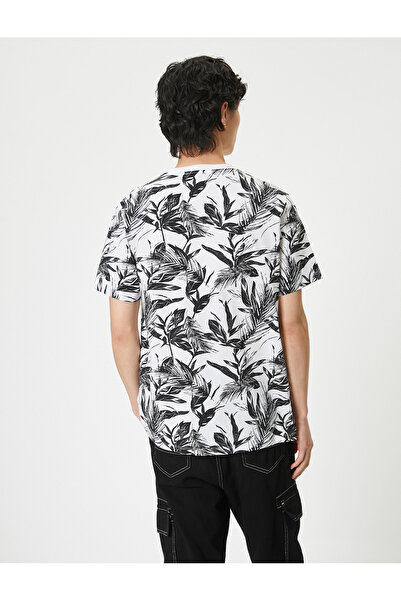 Koton Slogan Baskılı Tişört Çiçekli Kısa Kollu Bisiklet Yaka