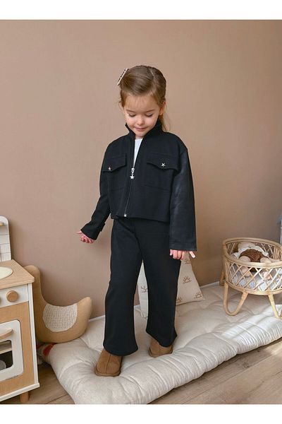 le petit sole Girl's Star Epaulettes Oversize Bottom-Top Set