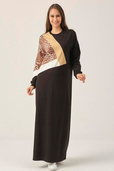 Darlin Moda Rochie maxi cu detaliu leopard negru Dm400