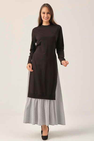 Darlin Moda Women's Black Buckle Detailed Maxi Dress Dm91006