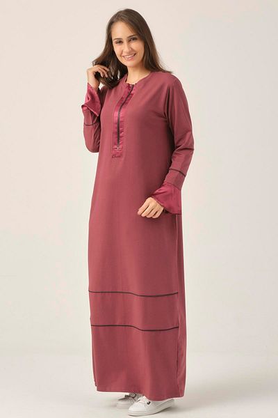 Darlin Moda Rochie de damă cu detaliu din satin prune Dm455