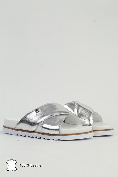 Pierre Cardin Pck-5039 Model Silver Women's Leather Slippers