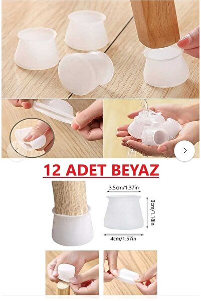 Dalian Home 12'li Kaydırmaz Çizdirmez Mobilya Sandalye Masa Zemin Silikon Kor...