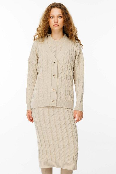 Hooopstore Hair Knit Knitwear Stone Dress Cardigan Set