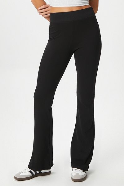 Ritnice Women's Eden Waist Ribbed Spanish Leg Black Sweatpants
