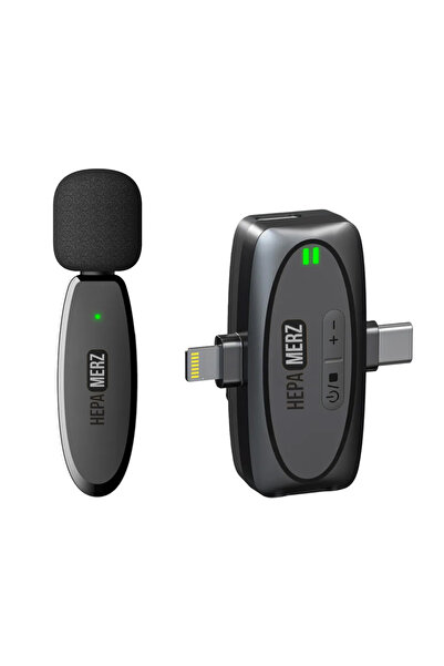 Hepa-Merz Hepa Merz S-45 Yüksek Kaliteli Kablosuz Yaka Mikrofonu (Lightning ve Type-c)