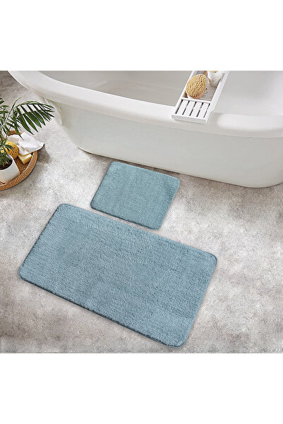 Genel Markalar Mavi 60x100 cm 2'li Banyo Paspası Seti, şık ve yumuşak dokunuşlu.