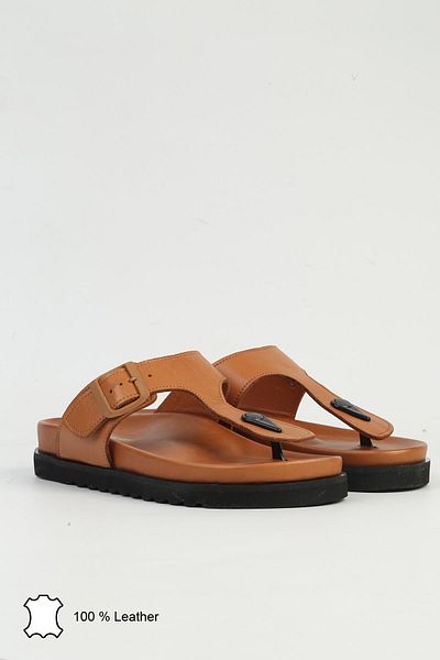 Pierre Cardin Tan γυναικείες δερμάτινες σαγιονάρες PCK-5042