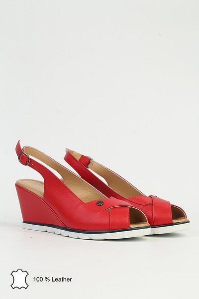 Pierre Cardin Red Women's Leather Heeled Shoes Pck-5038