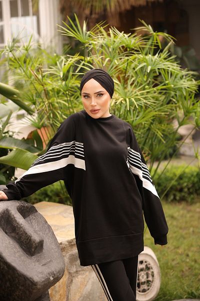 Ryzi Moda Stylish and Elegant 100% Cotton Double Hijab Tracksuit Set