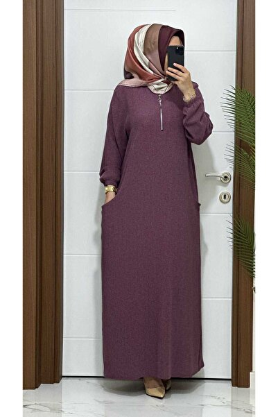 modasura 5252  K 70 gülkurusu okyanus kumaş fermuarlı  buyuk beden elbise yen...