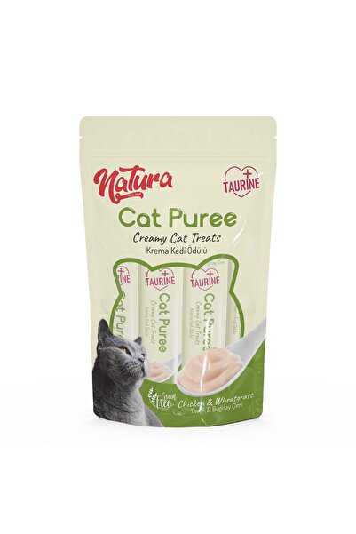 natura Cat Puree Tavuk & Buğday Çimi 5*12 Gr