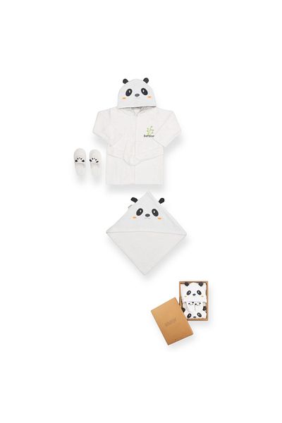 Bebitof Panda Patterned Bamboo Bathrobe Set