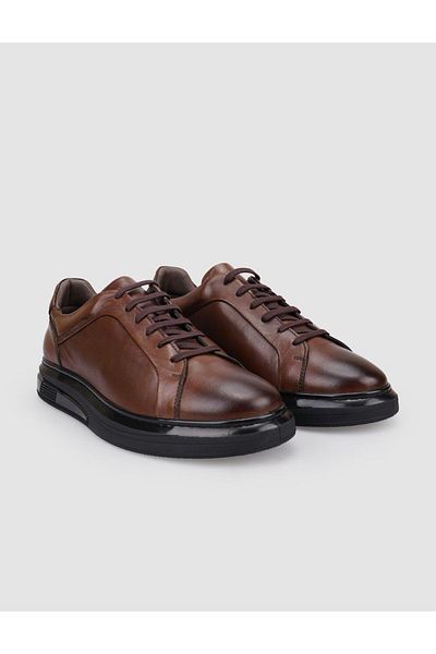 Cabani 100% Genuine Leather Tan Lace-Up Men's Sports Shoes