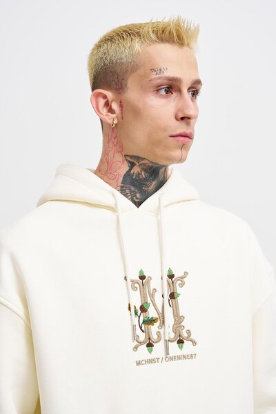 Machinist Ανδρικό φούτερ εκρού με κεντημένη κουκούλα