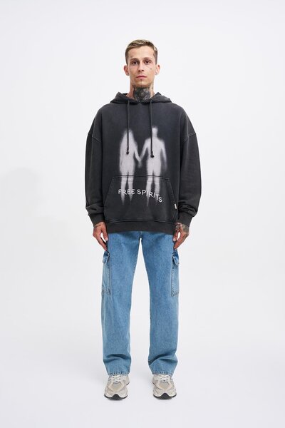 Machinist Мъжки черен суитшърт Free Sprit Wash Oversize