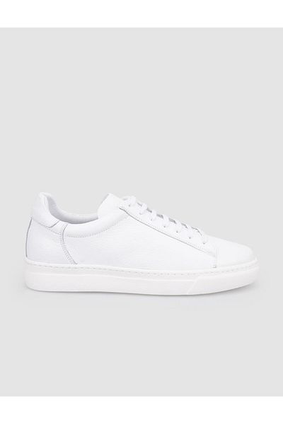 Cabani 100% Genuine Leather White Lace-Up Men's Sports Shoes