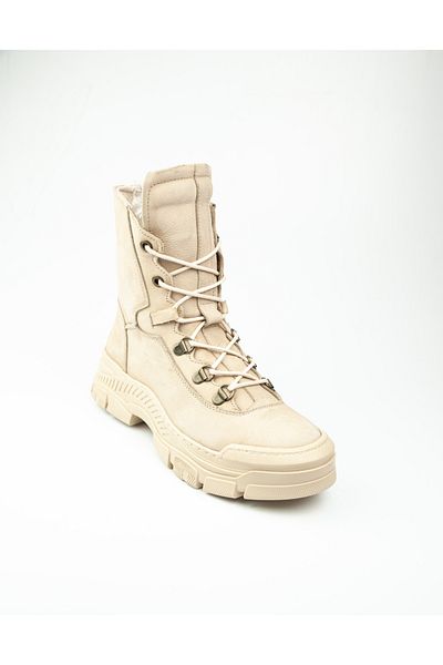 Voyager 8974 Μπεζ Nubuck Δερμάτινες Γυναικείες Μπότες