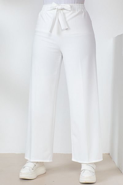 İmajButik Pantaloni albi cu talie înaltă