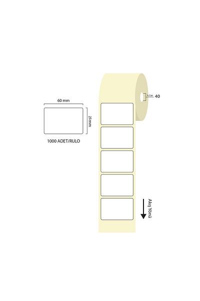 Tanex 60x25mm Eco Thermal Label 1 Piece 40mm Diameter 1000 Pieces
