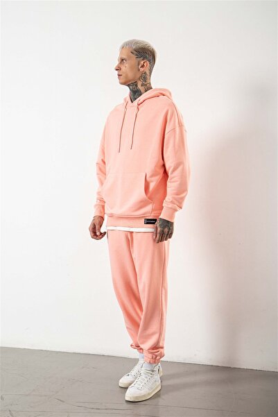 Machinist Чоловічий базовий оверсайз-светр без капюшона темно-рожевого кольору