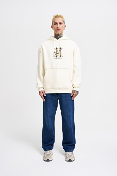 Machinist Ανδρικό φούτερ εκρού με κεντημένη κουκούλα