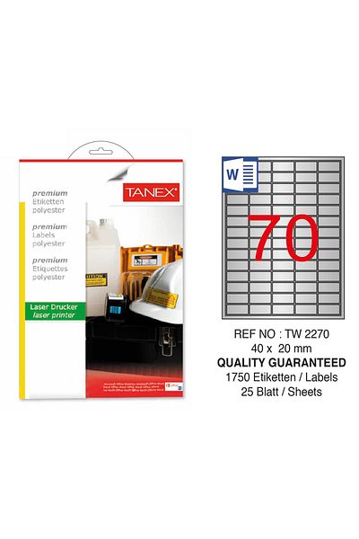 Tanex Tw-2270 Ασημένια ετικέτα λέιζερ 40x20mm