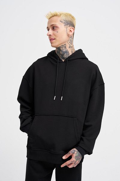 Machinist Men's Hooded Oversize Black Sweatshirt