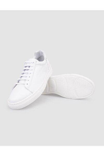 Cabani 100% Genuine Leather White Lace-Up Men's Sports Shoes