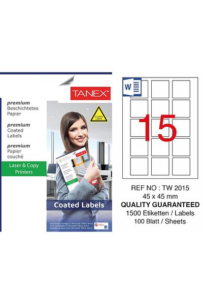 Tanex Tw-2015 45x45mm Επικαλυμμένο αυτοκόλλητο λέιζερ 100 Συσκευασία