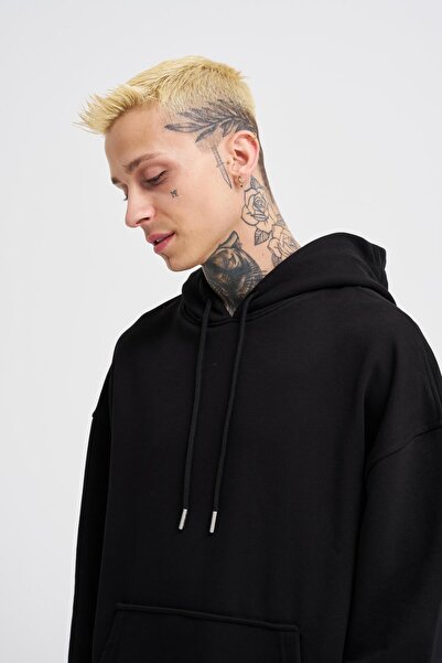 Machinist Мъжки черен суитшърт с качулка