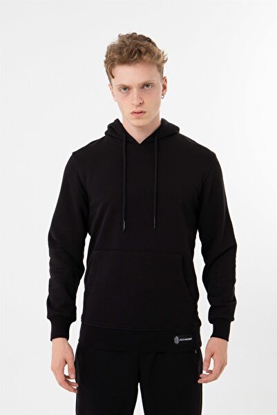 Machinist Обикновена суитшърт с качулка без джобове, черна
