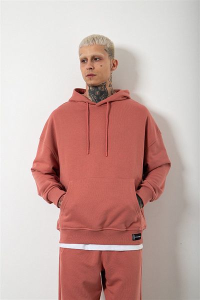 Machinist Ανδρικό φούτερ Basic Dusty Rose Oversize χωρίς ανταύγειες