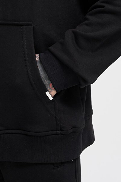 Machinist Мъжки черен суитшърт с качулка