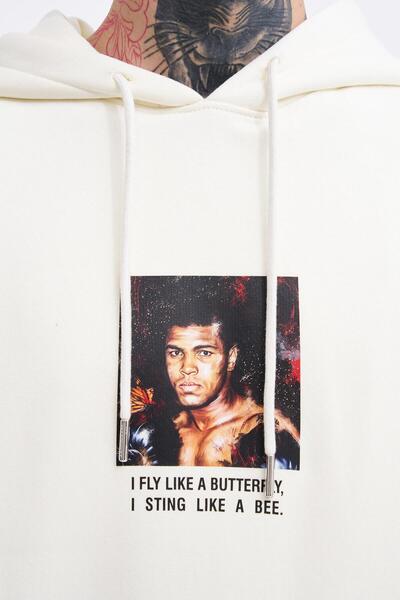 Machinist Ανδρικό φούτερ εκρού με κουκούλα Muhammad Ali